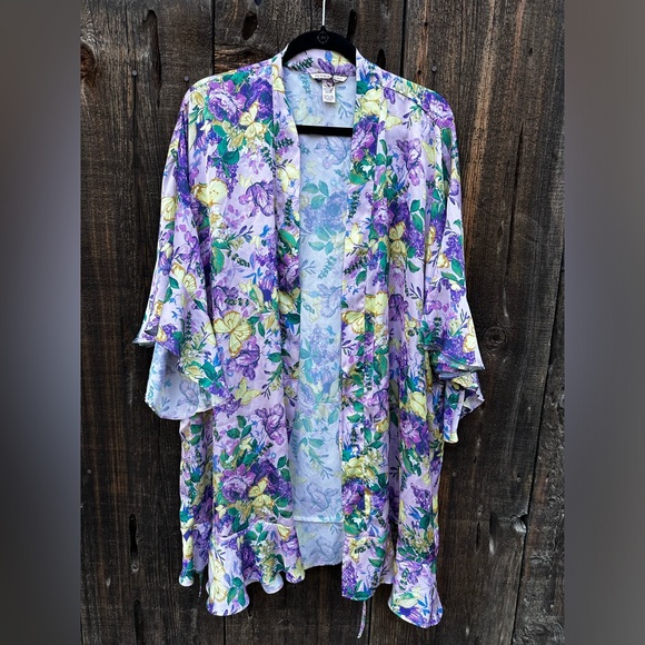 NWOT Victoria’s Secret Purple & Yellow Floral Bathrobe Lingerie - Picture 6 of 11